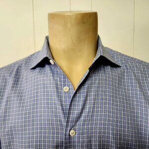 Canali men's shirt 17 blue plaid cotton Italy